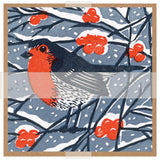 Robin In Snow - Set of 6 Christmas Note Cards with Message
