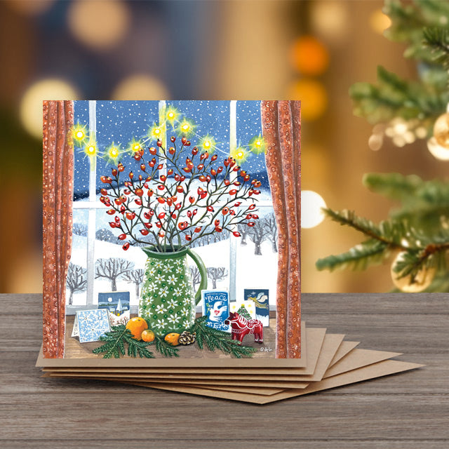 Christmas Charm - Set of 6 Christmas Note Cards with Message