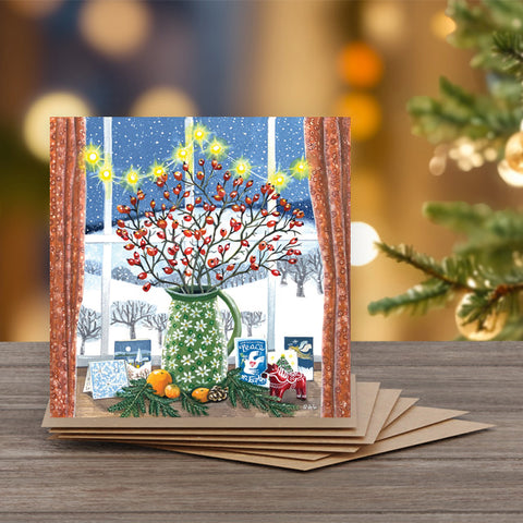 Christmas Charm - Set of 6 Christmas Note Cards with Message