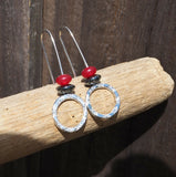 Red Jade Hoop Earrings