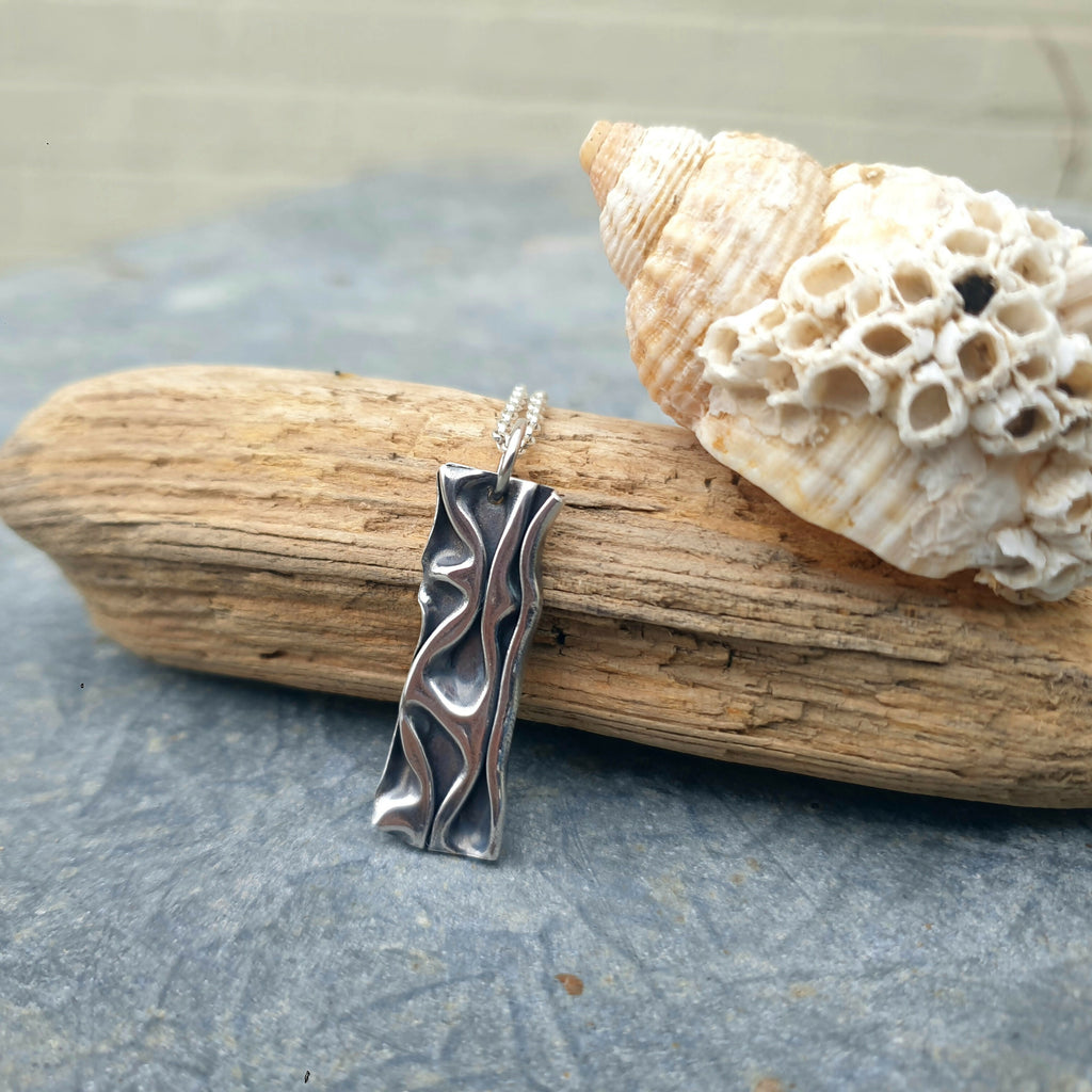 Folded Texture Fine Silver Pendant