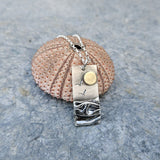 Rectangular Silver Coastal Pendant With Brass Sun