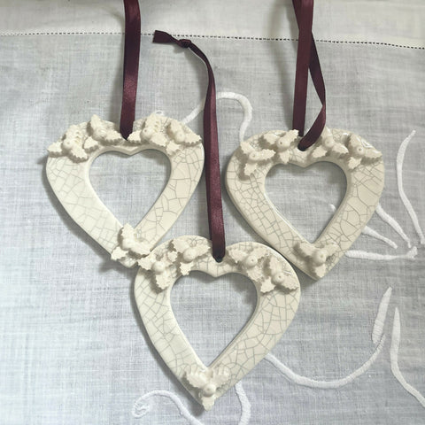 Heart Christmas Decorations - Handmade Ceramic