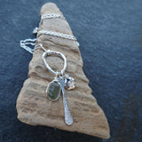 Sea Glass Molten Silver Cluster Necklace