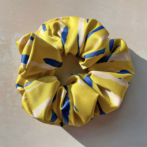 Large Citron Abstract Print Satin Eco Scrunchie