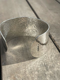 Wide Hammered Sterling Silver Cuff Bracelet - Hallmarked