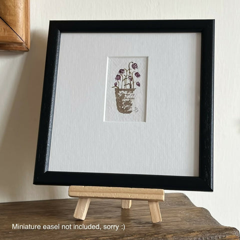 Fritillary Pot - Original Framed Miniature Botanical Ink Painting