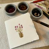 Ranunculus Pot - Original Framed Miniature Botanical Ink Painting
