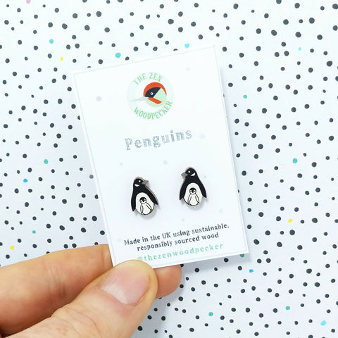 Penguin with Chick Earrings