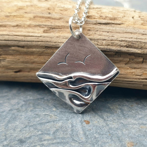 Coastal Shoreline Pendant - Sterling Silver