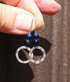 Blue Goldstone Hoop Earrings