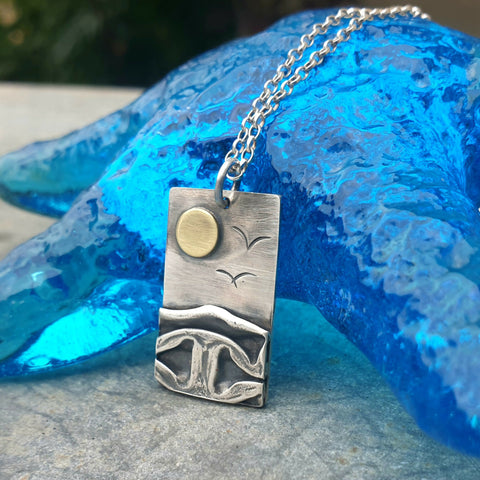 Rectangular Silver Beach Pendant