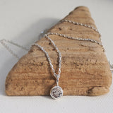 Silver Flower Pebble Pendant