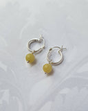 Serpentine Gemstone Silver Huggie Earrings