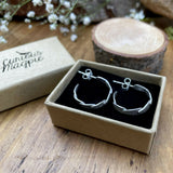 Silver Petal Echo Hoop Handmade Earrings - Sterling Silver