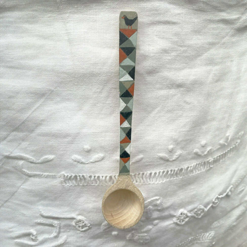 Blackbird and Triangle - Hand Painted Wooden Spoon