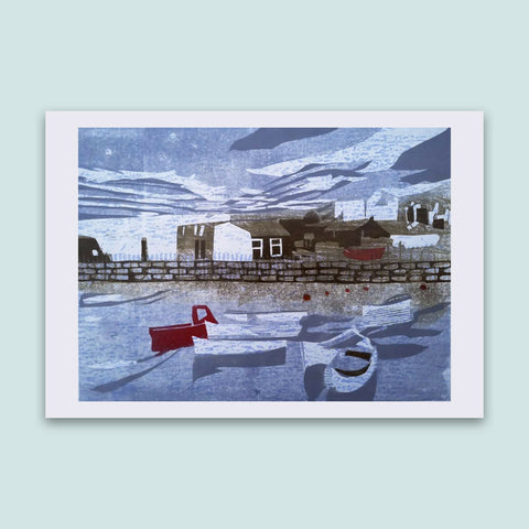 Sutton Harbour - Linocut and Collagraph Print
