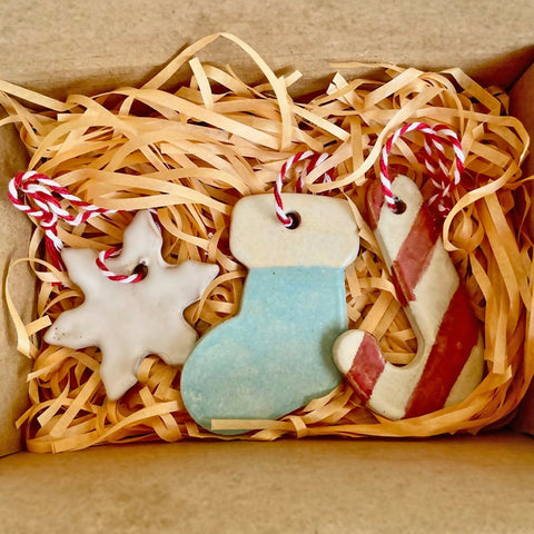 Handmade Ceramic Christmas Decorations - Set of 3