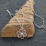 Silver Daisy Pendant Necklace