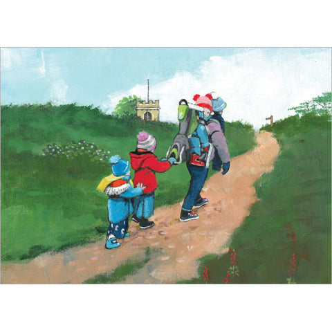 Peter Broadbent, Relaxing Family Walk, Humorous Blank Art Card
