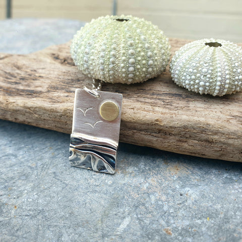 Rectangular Silver Beach Pendant