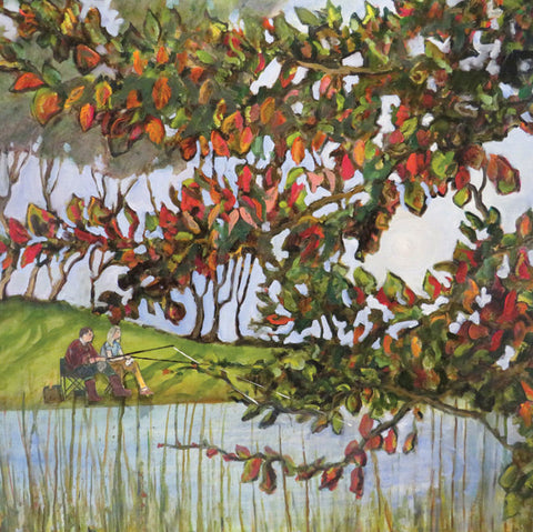 Paul Minter, Fishing By The Ironwood Tree, Fine Art Greeting Card