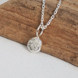 Silver Flower Pebble Pendant