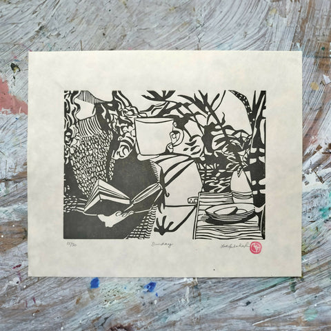 Sunday - Linocut Print