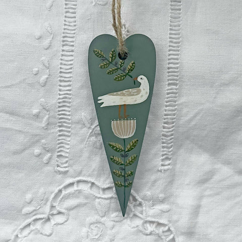 Peace Dove with Flower - Wooden Hanging Decoration