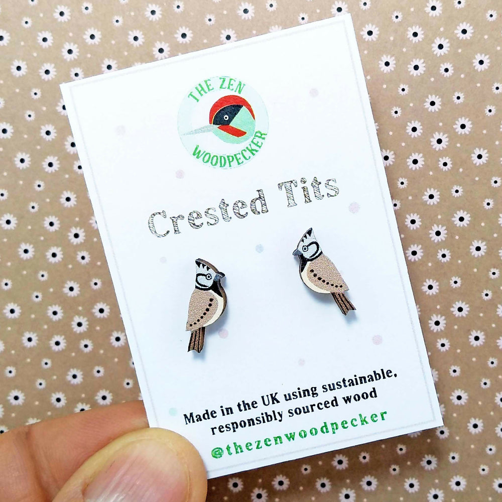 Crested Tit Earrings