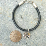 Leather Bracelet - Silver Beach Scene Charm