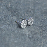 Small Textured Silver Disc Stud Earrings