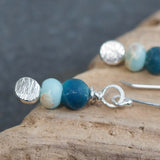 Blue Bead Silver Drop Earrings