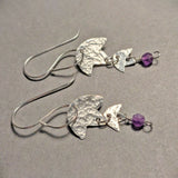 Sterling Silver Snow Drop Earrings - Faceted Amethyst 2