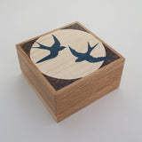 Swallows - Hand cut Marquetry Wooden Trinket Box