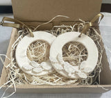 Christmas Decoration, Robin and Holly Leaves - Handmade Ceramic