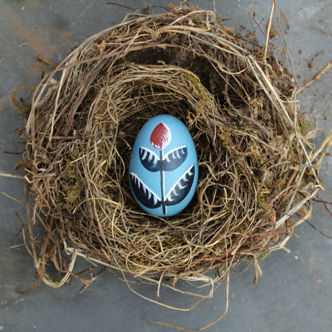 Hand painted Wooden Folk Art Easter Egg