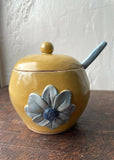 Citron Yellow Coil And Pinch Lidded Flower Pot With Spoon