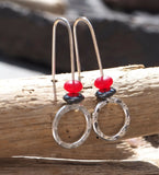 Red Jade Hoop Earrings