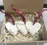 Christmas Decorations, Hearts and Robins - Handmade Ceramic