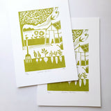 Summer Garden - Original Lino Print