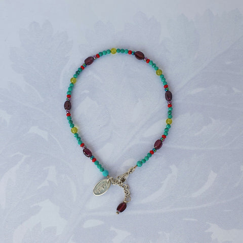 Orchid Bracelet - Garnet and Turquoise