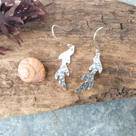 Silver Seaweed Earrings