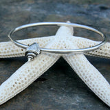 Sterling Silver Bangle With Seashell Charm - Hallmarked