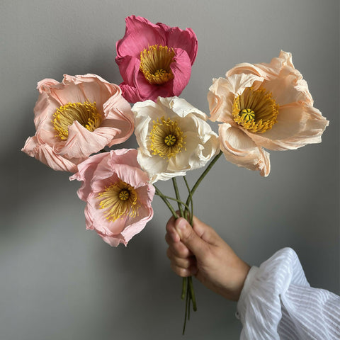 Handmade Paper Poppies - Flower Sculpture