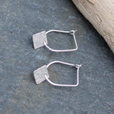 Sterling Silver Textured Square Drop Earrings