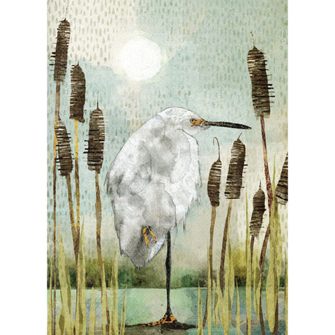 Rachel Tappin, Egret, Fine Art Greeting Card