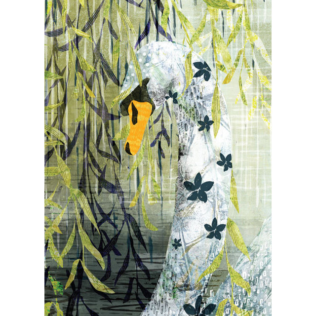 Rachel Tappin, Swan Under The Willow Tree, Fine Art Greeting Card