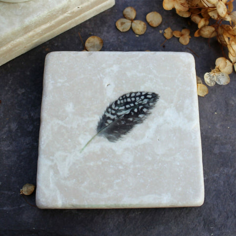 Marble Coaster - Guinea Fowl Feather