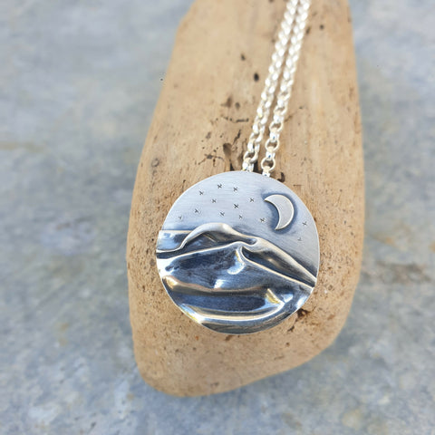 Sterling Silver Landscape Pendant - Sea or Mountains